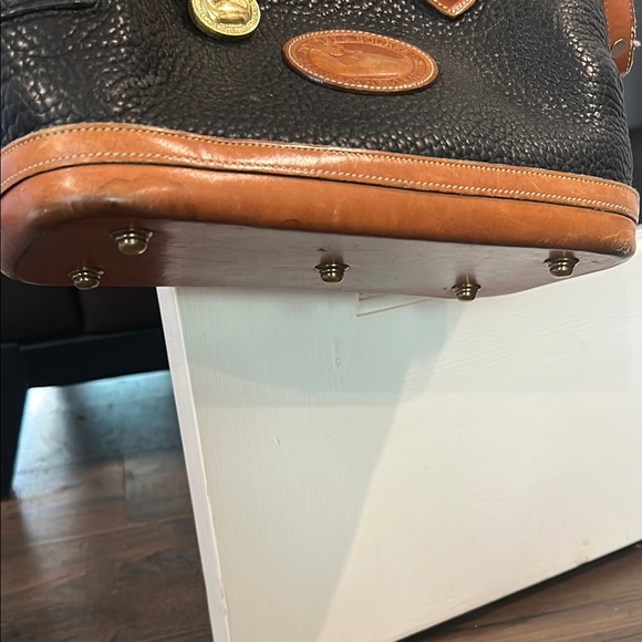 Dooney & Bourke Black and Tan Leather Satchel - Picture 2 of 11